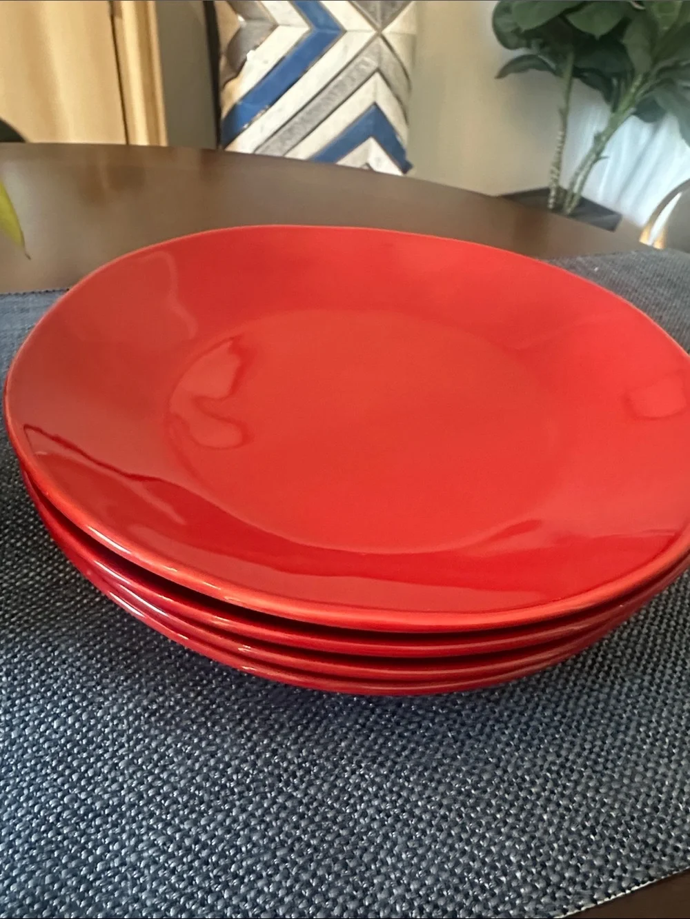 Crate & Barrel Set of 4 Red Dinner Plates
